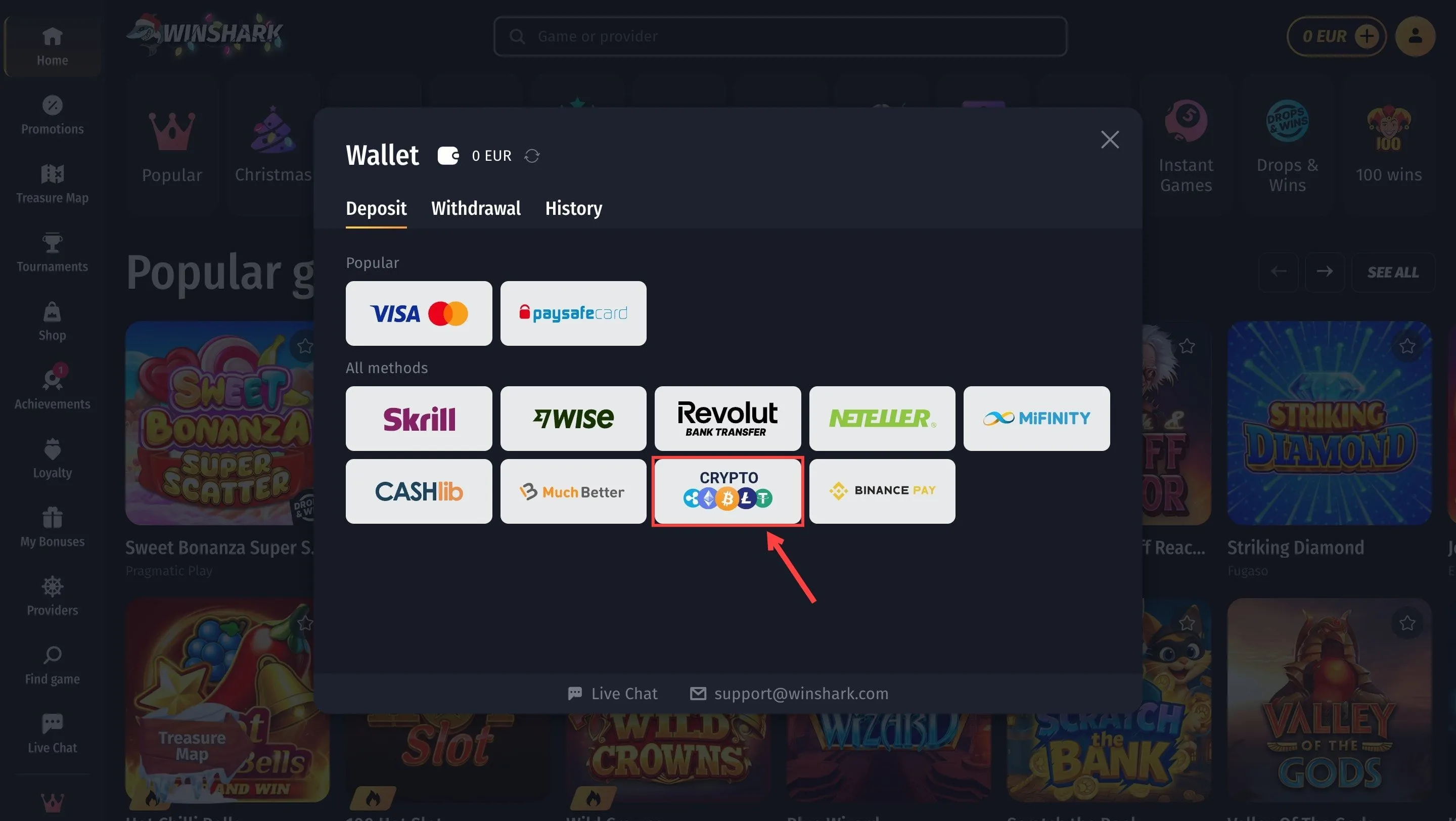 Winshark Crypto Casino Winshark Bitcoin Casino