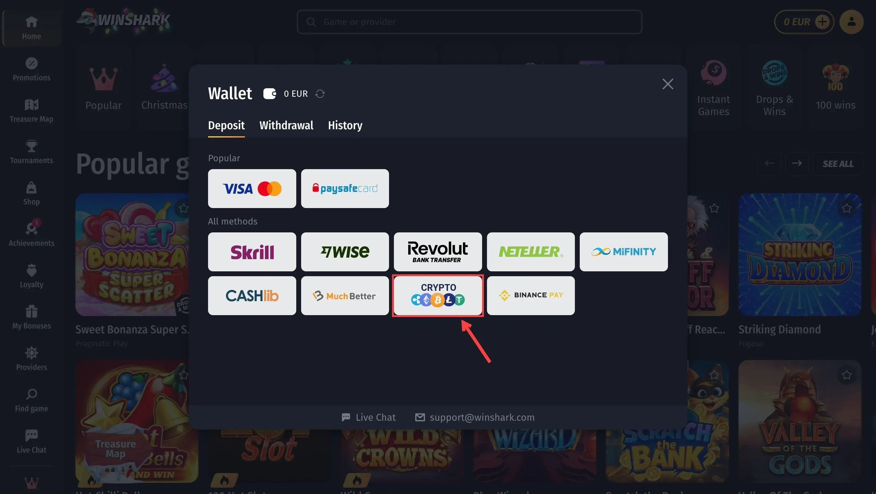 Winshark Crypto Casino Winshark Bitcoin Casino
